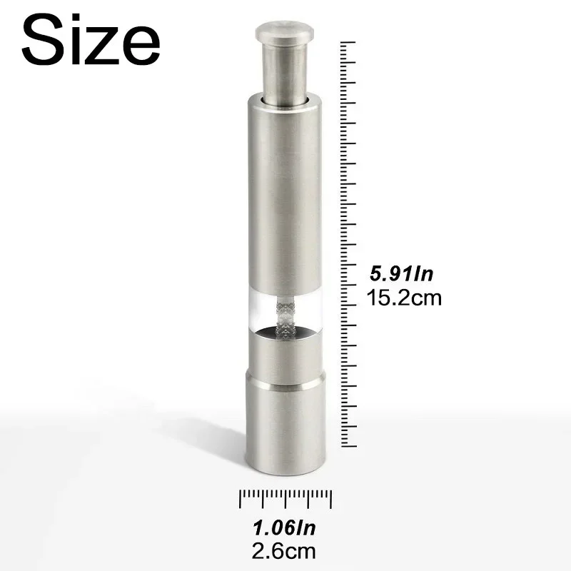 Novelty Thumb Push Pepper Mill Portable Salt Mill Manual Pepper Mill Salt Shaker Stainless Steel Spice Grinder Barbecue Kitchen