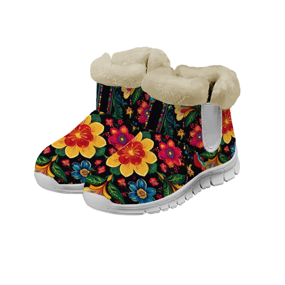 

Bohemian style printed cotton boots for men and women plush warm mesh indoor lightweight short boots