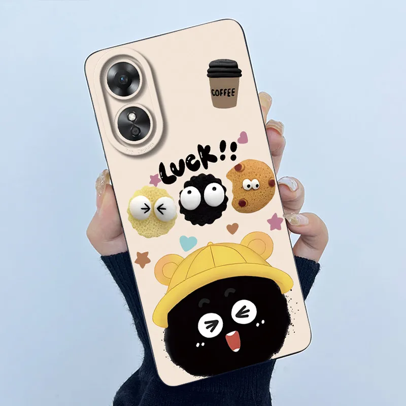 For OPPO A17 A17K 2022 CPH2477 Case Back Cover Cute Panda Sweet Girls Soft Silicone TPU Phone Case Shockproof Protective Casing