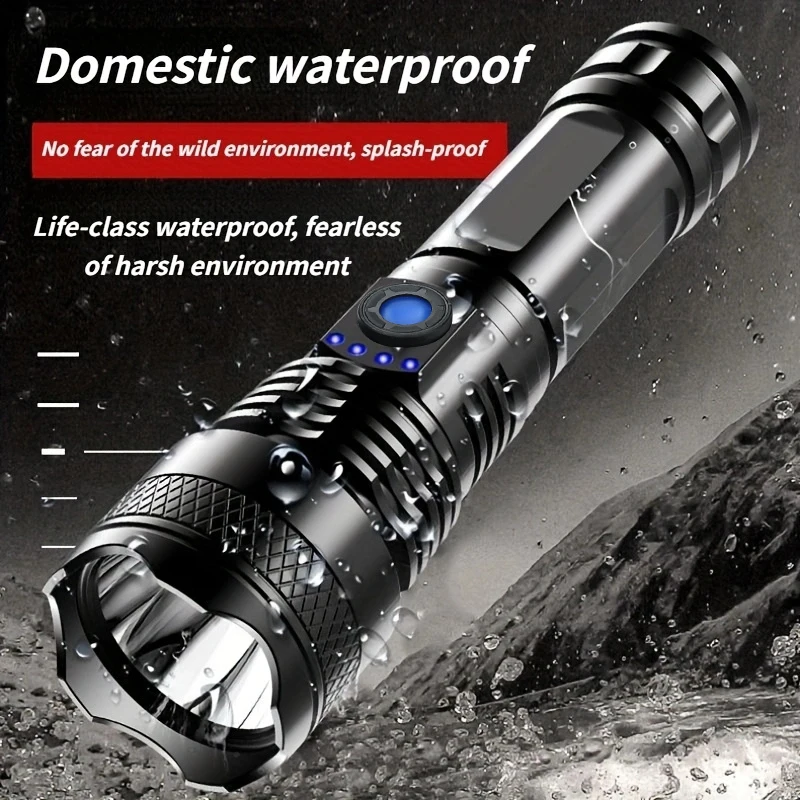 Super Bright LED Flashlight,10000 Lumens High Lumens Rechargeable Tactical Flashlight,IPX7 Waterproof Torch for Camping Hiking