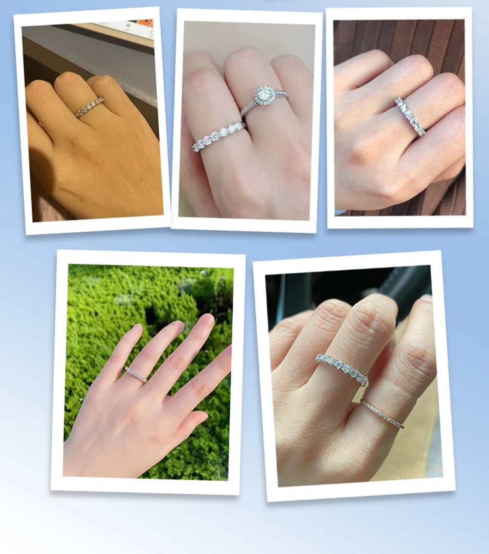 New Trendy Luxury 925 Silver Moissanite Rings for Women Men Dazzling Delicate Couple Ring Wedding Valentine's Day Jewelry