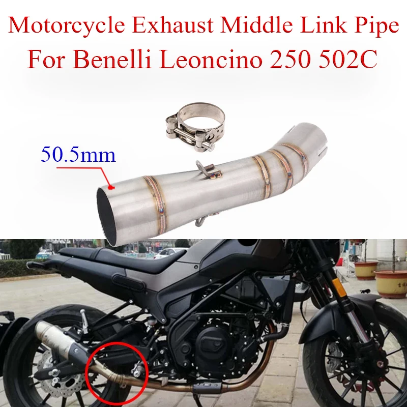 

Motorcycle Exhaust Middle Link Pipe Slip On For Benelli Leoncino 250 502c TRK502C TRK251 Modified Moto Escape Stainless Steel