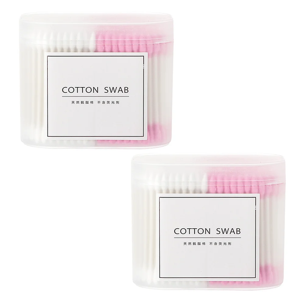 

2 Packs/600pcs Compacted Cotton Tip Ear Spoon Swabs Double-head Beauty Accessories