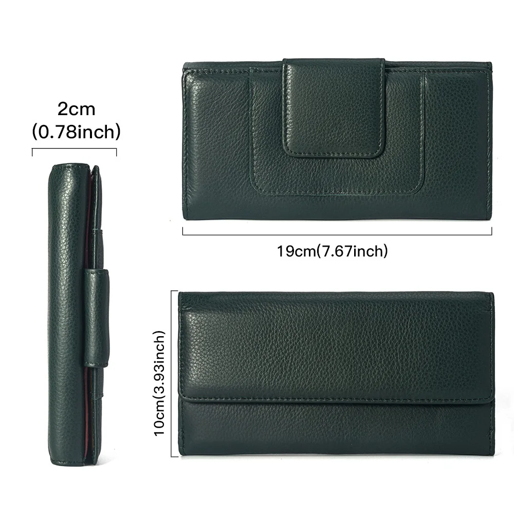 RFID カードホルダー本革財布女性ソフト本物の牛革財布ロング牛革クラッチバッグ