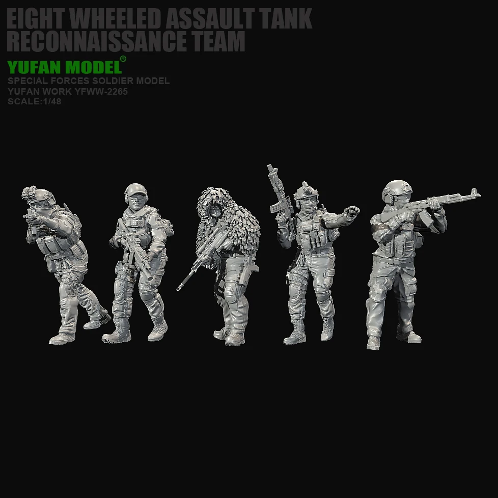 YUFAN MODEL 38MM resin soldier figure model kits colorless and self-assembled (5 soldiers) YFWW-2265/3D