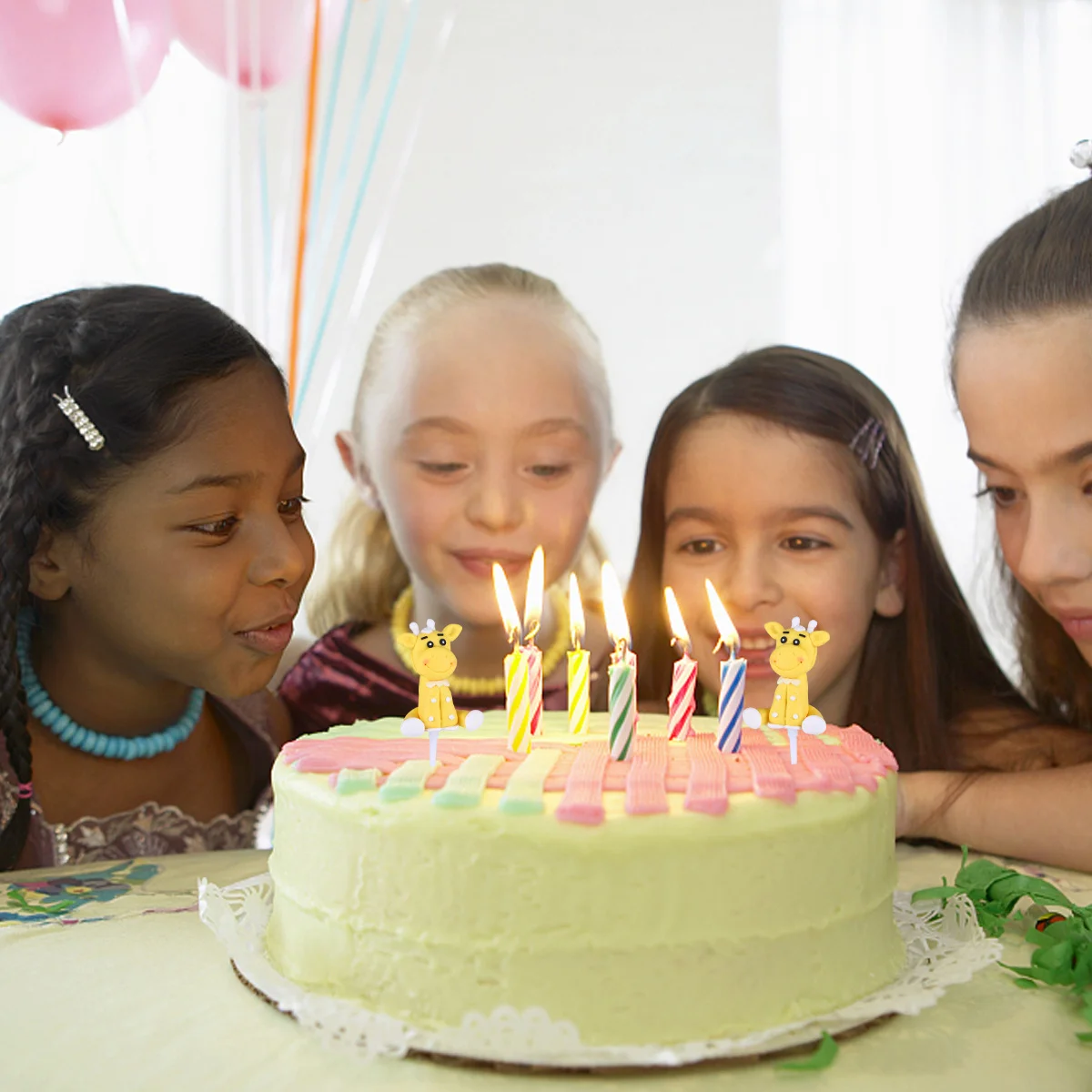 

2pcs Soft Clay Giraffe Cake Decorations Cute Animal Cupcake Toppers For Birthday Party Kids Baby Shower Baking Decoration