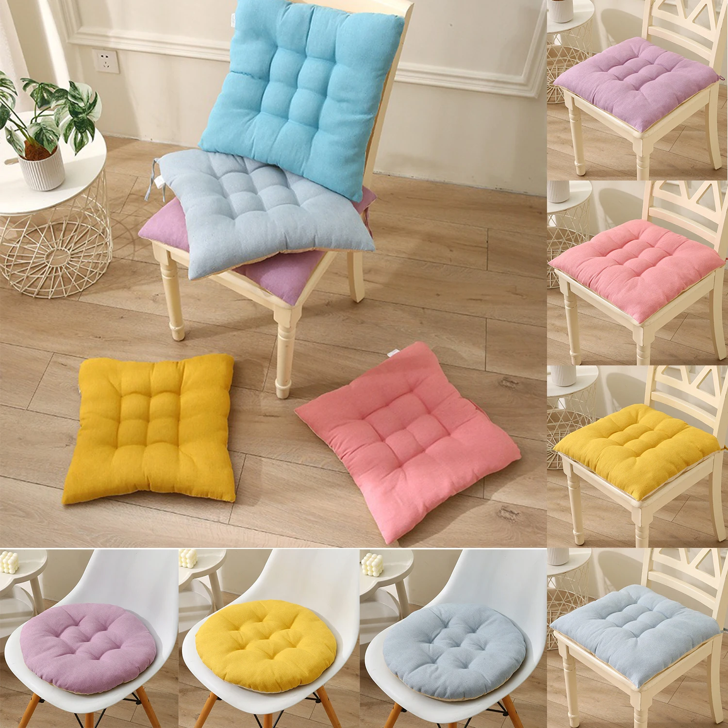 Seat Cushion,Outdoor Garden Patio Home Kitchen Office Sofa Chair Seat Soft Cushion Pad 30/40/45/50c'm Thick Cotton Linen Cushion