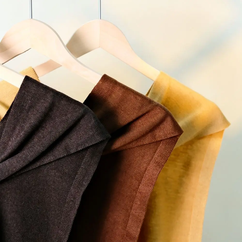 Korean Style Knitted Shawl Women Solid Color Soft Shoulder Wrap Scarf Summer Air Conditioning Blanket Elegant Aesthetic Cape