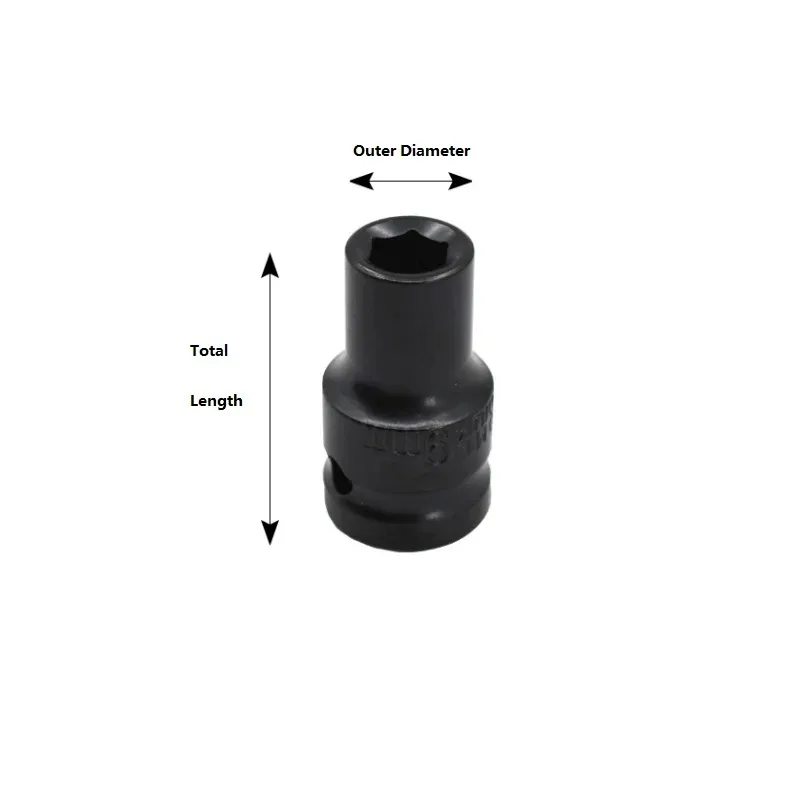High Quality Black 8/9/10/11/12/13/14/15/16 Mm Steel Impact Socket 1/2