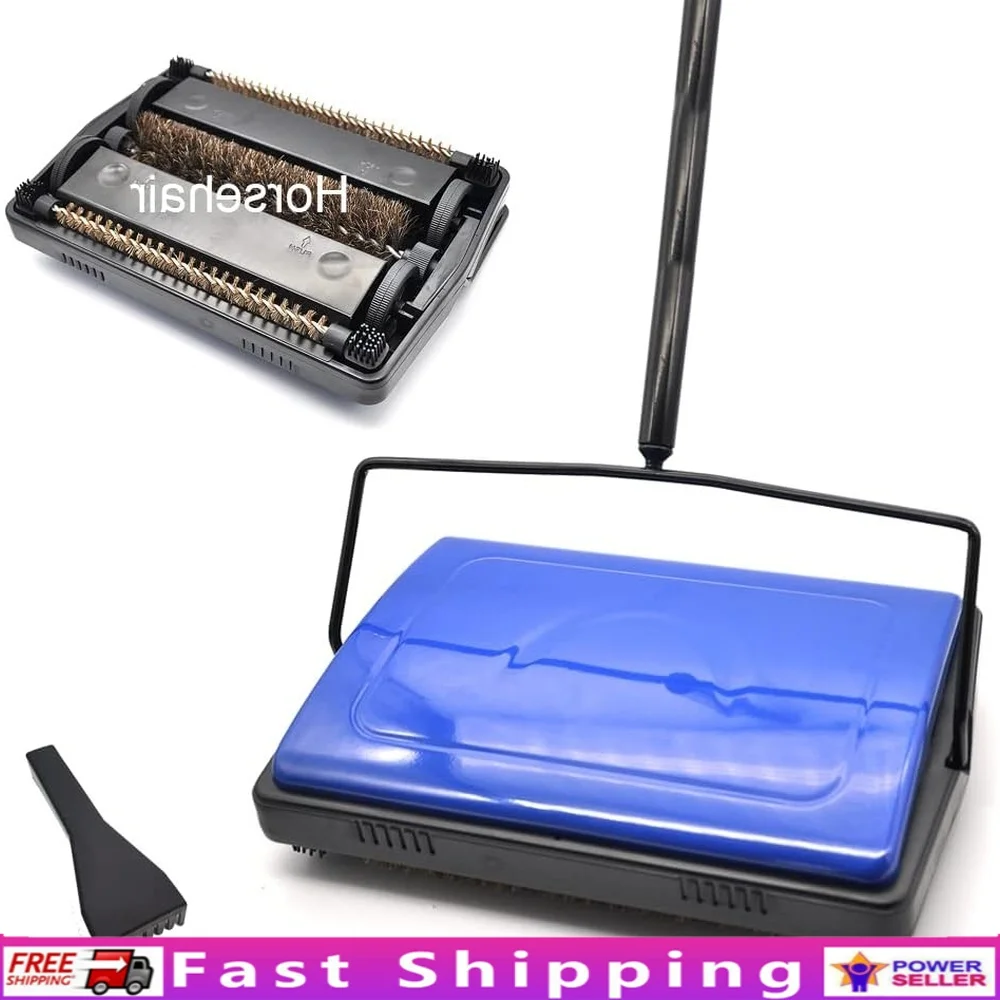 

Тихая подметальная машина для ковров Ручная подметальная машина для пола с щетками из конского волоса Легкая легкая чистка Подходит для домашнего офиса Пыль из шерсти домашних животных