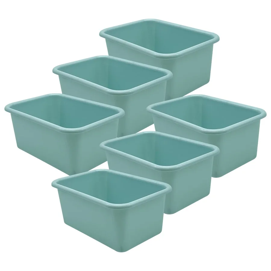 

Small Plastic Storage Bin for Home Office Organization, Calming Blue Color, Durable Stackable Design, Pack of 6