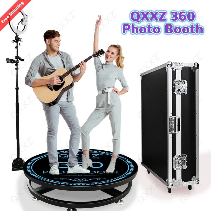 QXXZ 360 Photo Booth Video Slow Motion Auto Rotaty Turntable Camera  Panoramic Photography Portable Platform Event Party Wedding