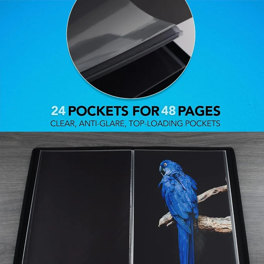 Itoya ProFolio Evolution 9x12 Libro de álbum de fotos negro con 48 páginas - Ideal para almacenamiento de documentos de archivo y conservación de fotografías