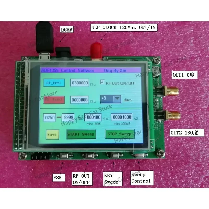 ADF4355 Module Touch Color Screen Sweep RF Signal Source VCO Microwave Frequency Synthesizer PLL