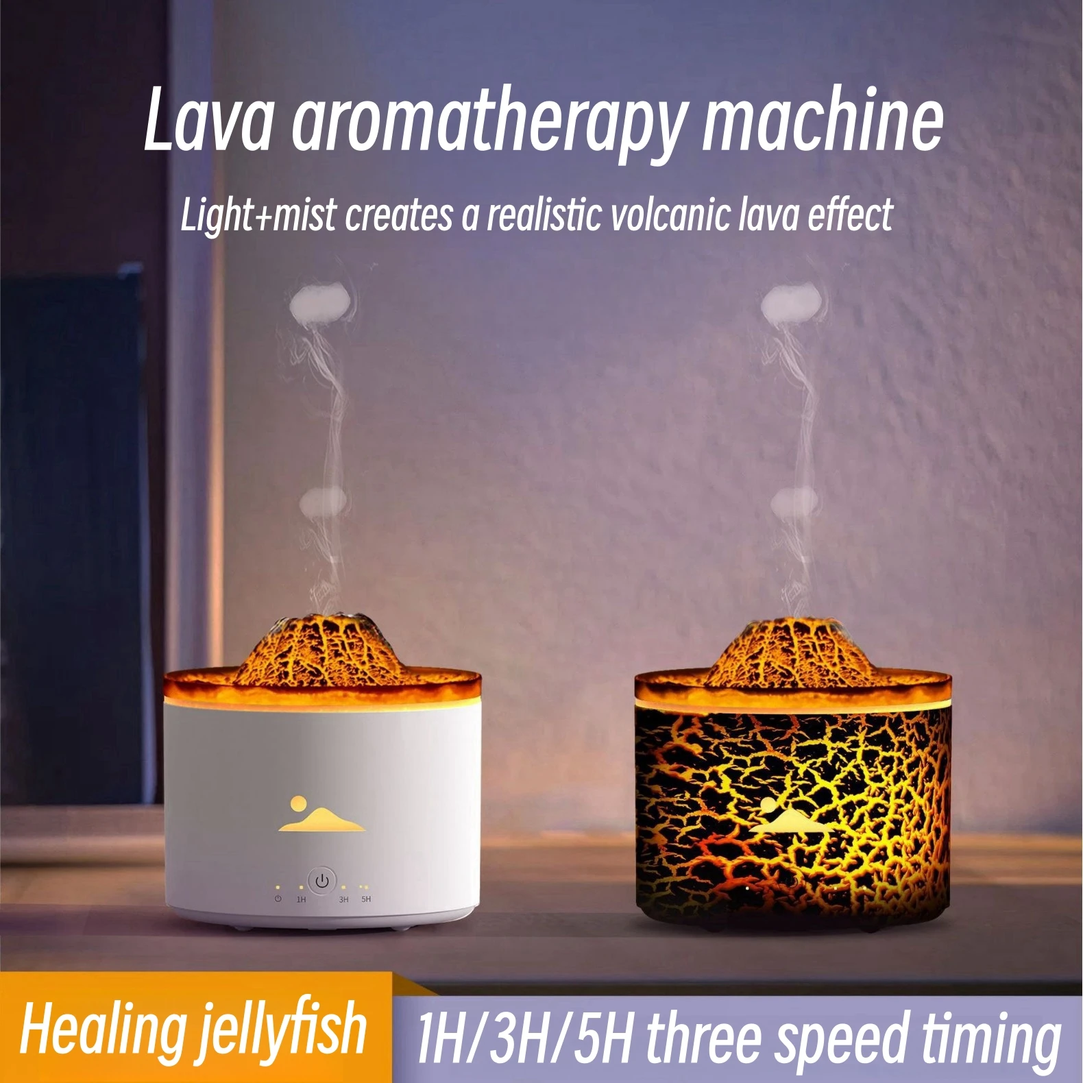 

Volcano Fire Flame Air Humidifier Aroma Diffuser Essential Oil Jellyfish Smoke Ring Spray for Home Fragrance Mist Maker LED Lamp