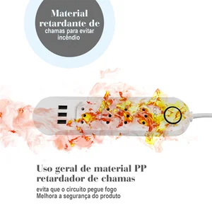 USB, 2M, ổ cắm, bộ lọc đường, phích cắm, chiều dài, mở rộng ổ cắm điện, tháp có thể thu vào tiêu chuẩn Brazil 6 Tháp bán hàng chính với USB - №4