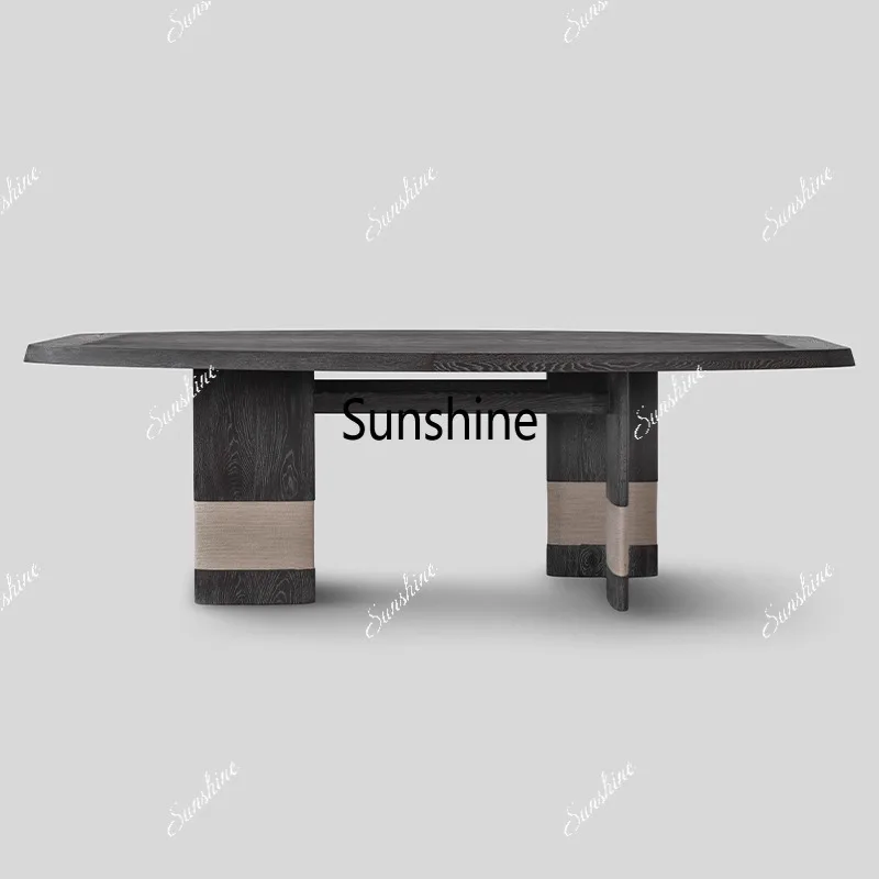 Medieval Style Solid Wood Oak Eco-Friendly Durable Dining Table French Retro Simple Table Chair Combination for Family Dining