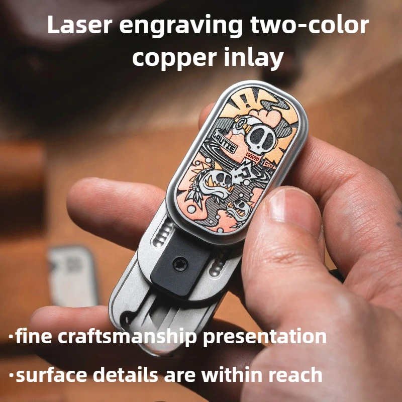 LAUTIE colaboración Edc mecánico Metal magnético dedo empuje marca tecnología negra descompresión juguete de escritorio regalo