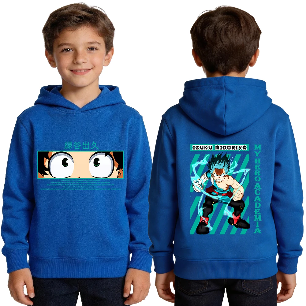 My Hero Academia Deku Anime Hoodie, Kinder Jungen Mädchen Unisex Kinder Kapuzenpullover, Doppelseitig Bedruckter Langarm-Pullover – Detail 2