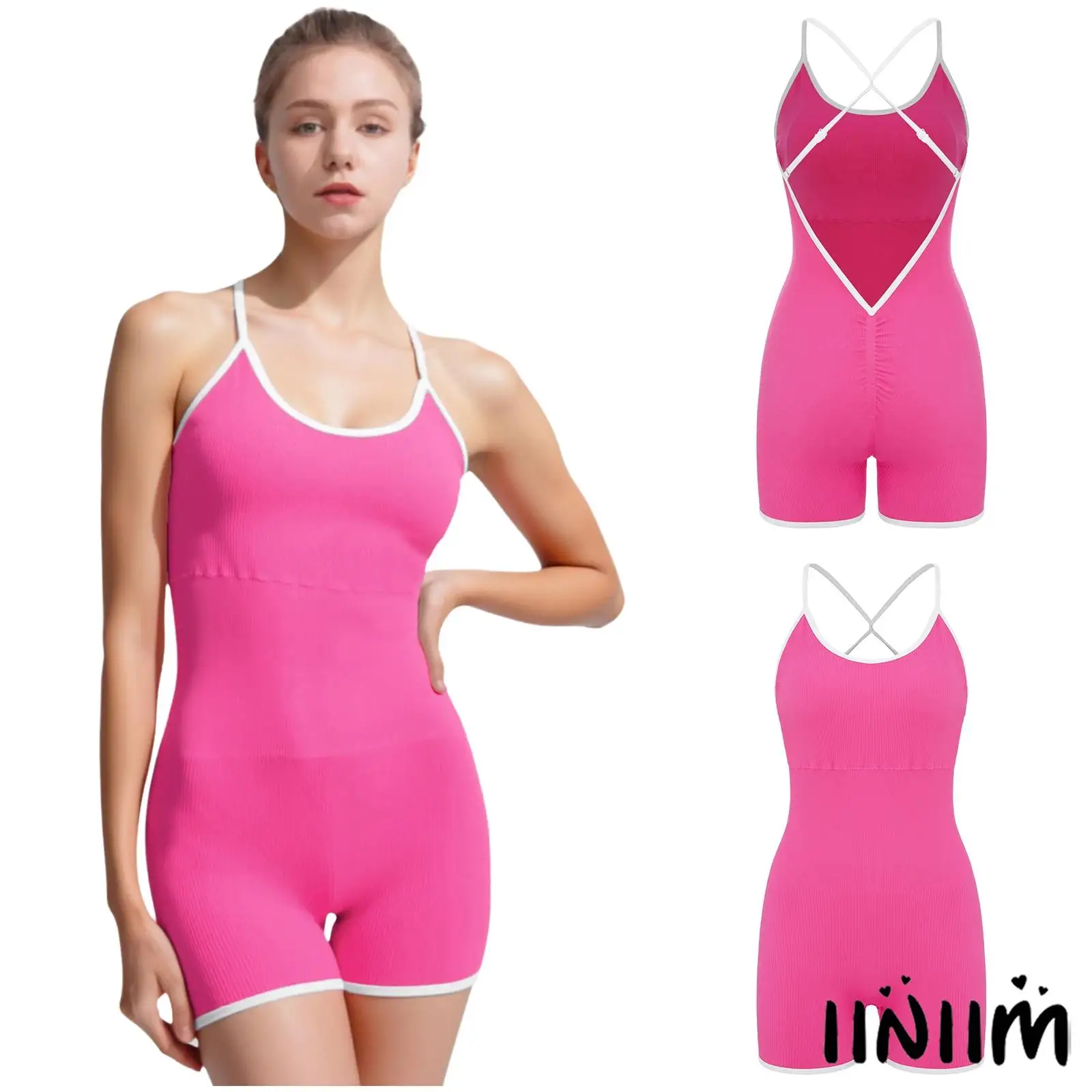 

Women Seamless Workout Jumpsuit with Removable Chest Pads And Moisture Control Fabric for Yoga And Athletic Activities