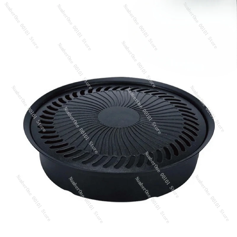 Smoke-Free Barbecue Plate Outdoor Bake Meat Cassette Stove Barbecue Plate Round Portable Multifunction Non-stick Pan Iron Plate