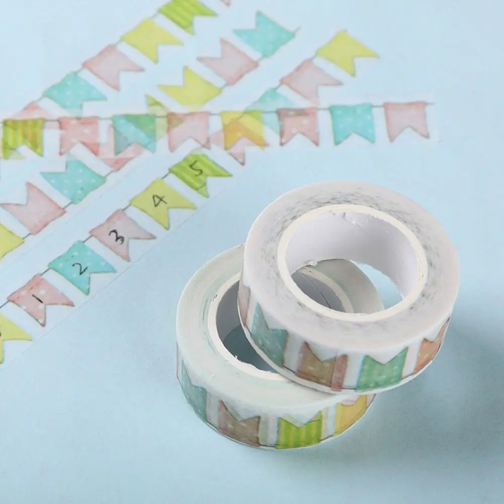 High-quality Colour Flag Washi Tape 1.5cm*10m Scrapbooking Masking Tape Planner DIY Decoration Adhesive Tape