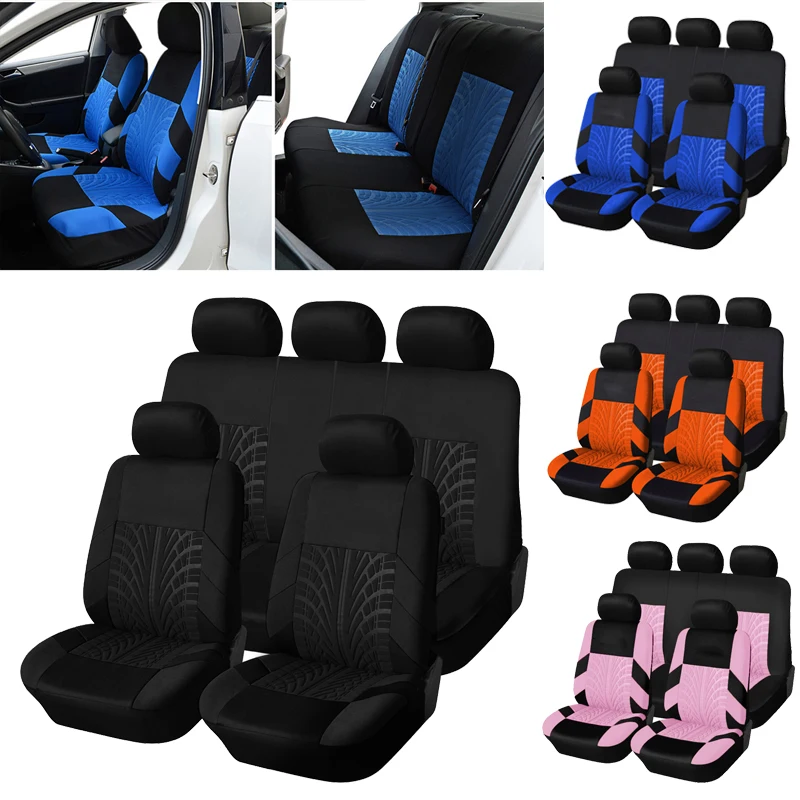 Juego de fundas para asientos de coche, cubiertas protectoras para la mayoría de coches, con detalle de neumático, adecuadas para asientos independientes, 2/5 piezas