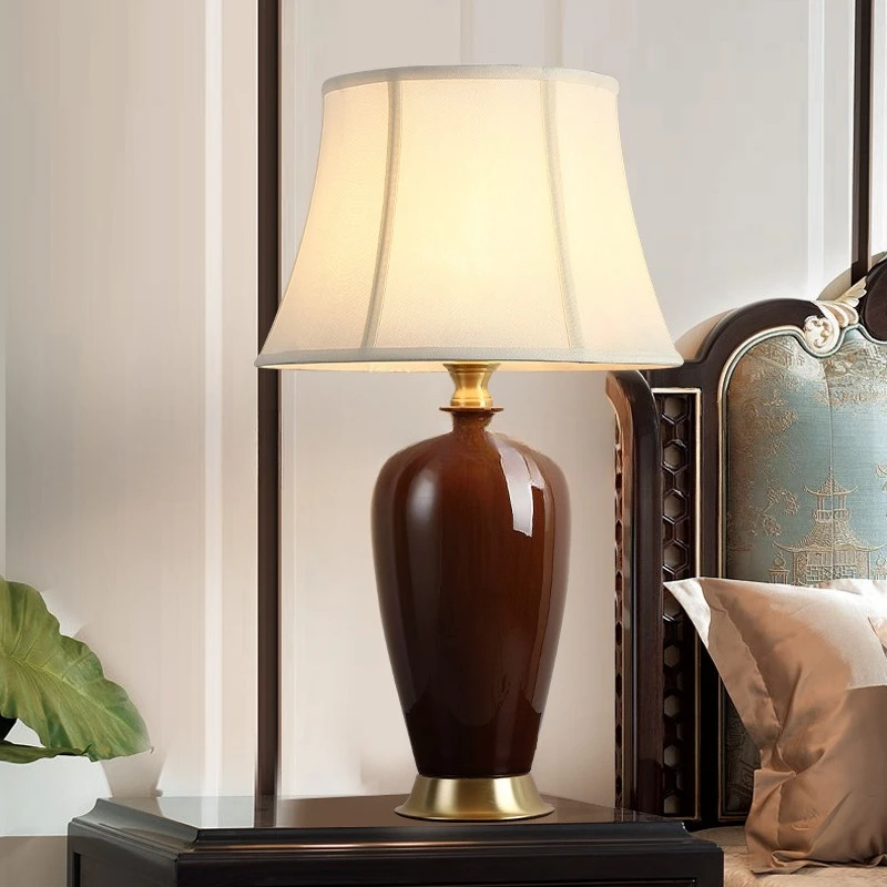 SANDYHA Modern Fabric Lampshade LED Floor Lamp Elegant Chinese Ceramic Base Stylish Home Decor Living Room Bedroom Study Accent