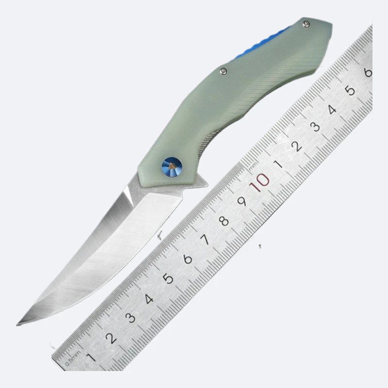 Cuchillo plegable Blue Moon con mango G10, hoja de acero D2, cuchillo de bolsillo para caza y acampada, herramientas EDC para exteriores