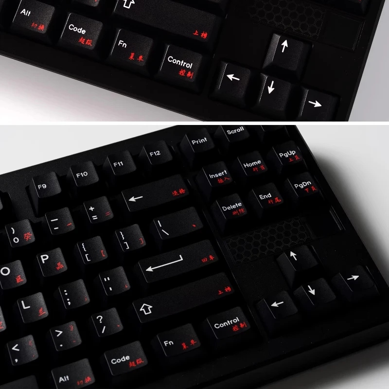 WOB ALL-SUB Keycaps Custom PBT Black Red Chinese Russian Japanese Korean Cherry Profile Keycap Cute Base/Alpha Point Key Caps