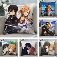S-Sword Art O-Online SAO Pillow Case Short Plush Pillow Covers Sofa Decorative Gift Home Double-sided Printing Cushion Cover