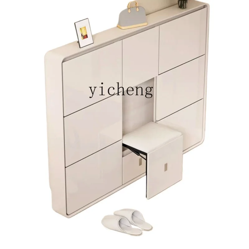 

ZK Household Ultra-Thin Shoe Cabinet Tilting Living Room Narrow Home Doorway Stool Integrated Wall Door Space Saving