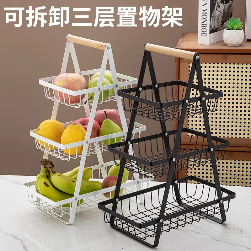 3 Tier Countertop Fruit Basket,Portable Fruit Bowle Basket Kitchen Organizer Storage & Dining Room Fruits Vegetable Bread Snacks