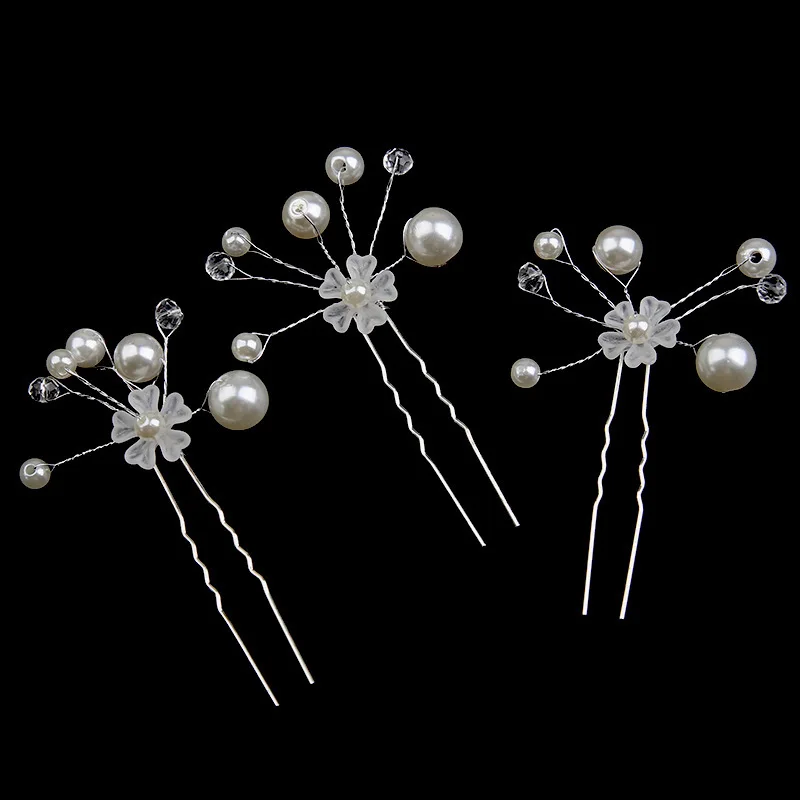 Wedding U Shape Pearl Flower Hair Clips Accessories for Women Head Ornaments Jewelry Bridal Headpiece Hairstyle Design Tools