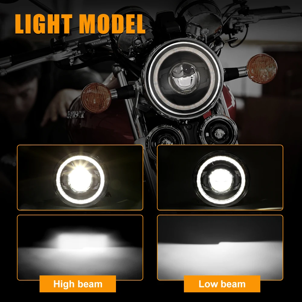 Universal 2022 Upgraded Anti-glare 7 Inch Led Motorcycle Headlight For Harley Touring Yamaha Honda Suzuki Headlamp With Hole DRL