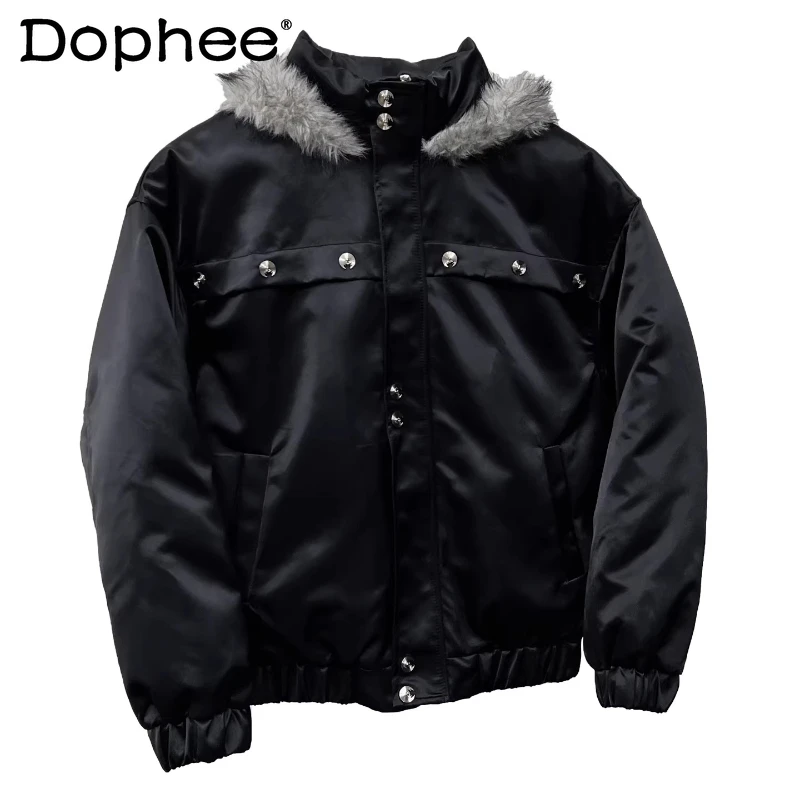 

Men's 2025 Winter New Fashion Hooded Thickened Parkas Faux Fur Collar Men's Warm Chic Parkas Long Sleeve Handsome Hoodies Coats