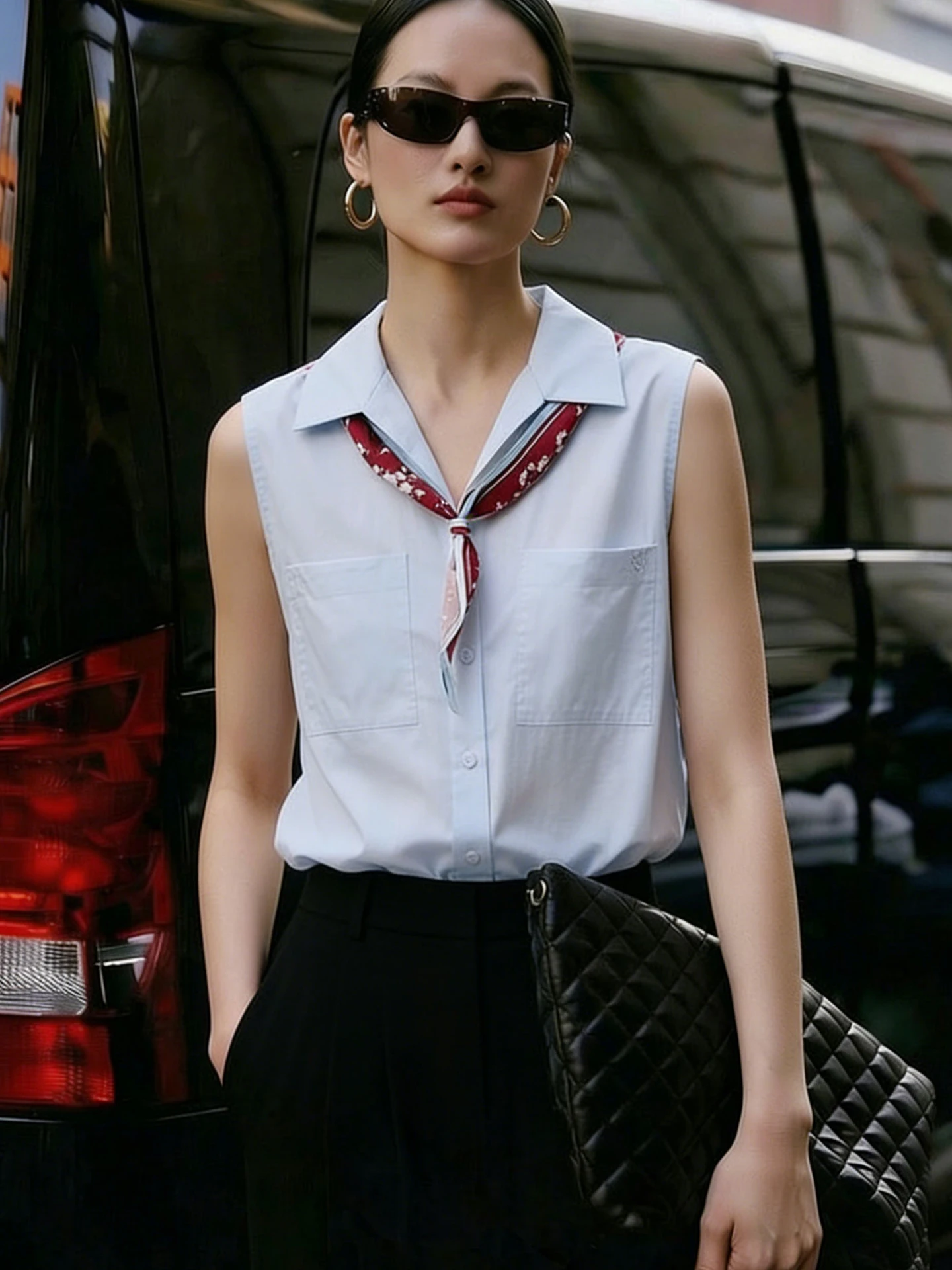 

Ele Svel irt Pure Color Single Button Spring Faion Top Agel Versatile High-End Brand Women's Silk Top