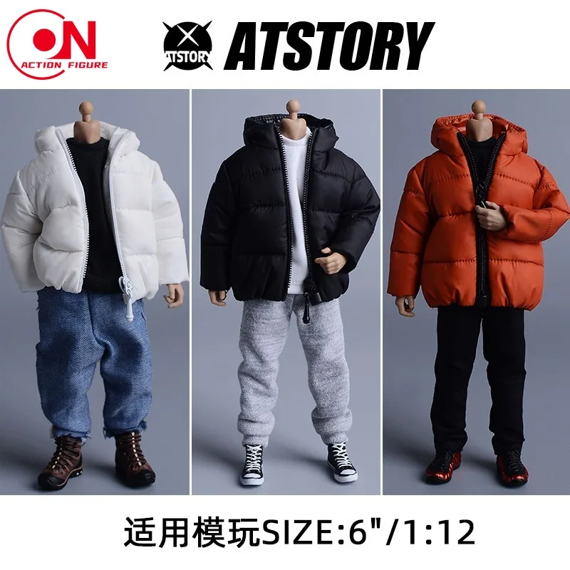ATStory Maßstab 1/12 Männlich Reißverschluss Mit Kapuze Daunenjacke Mantel Kleidung Modell Fit 6'' Asi 3,0 Notaman Soldat Action Figur Körper Puppen