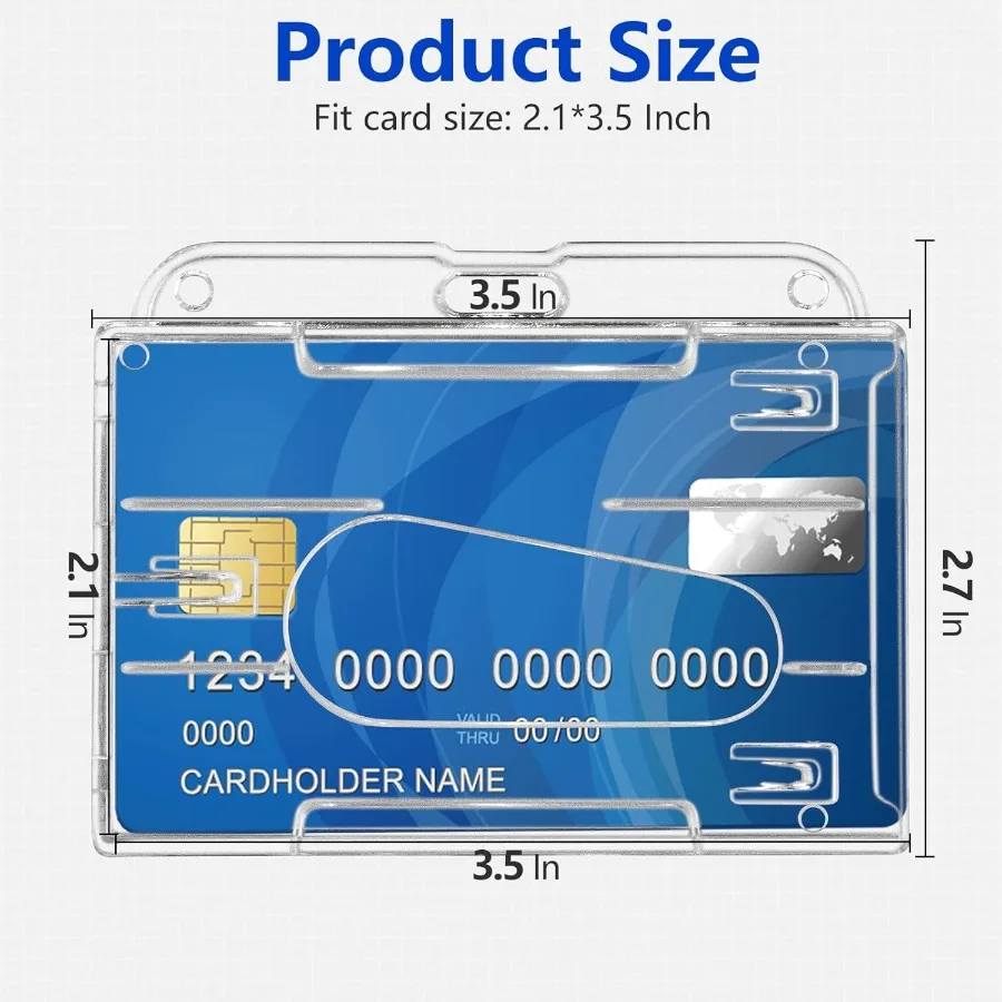 حامل شارة الهوية من البلاستيك الصلب، مادة PC شديدة التحمل وعالية الوضوح تحمل بطاقتين مناسبة لبطاقات الائتمان وبطاقات الائتمان C