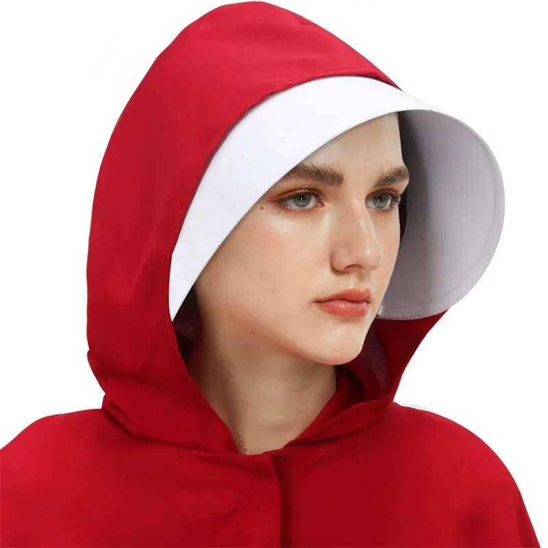 Disfraz de The Handmaid's Tale para mujer, capa de Color rojo, sombrero blanco, accesorios para fiesta de Carnaval y Halloween, novedad de 2024