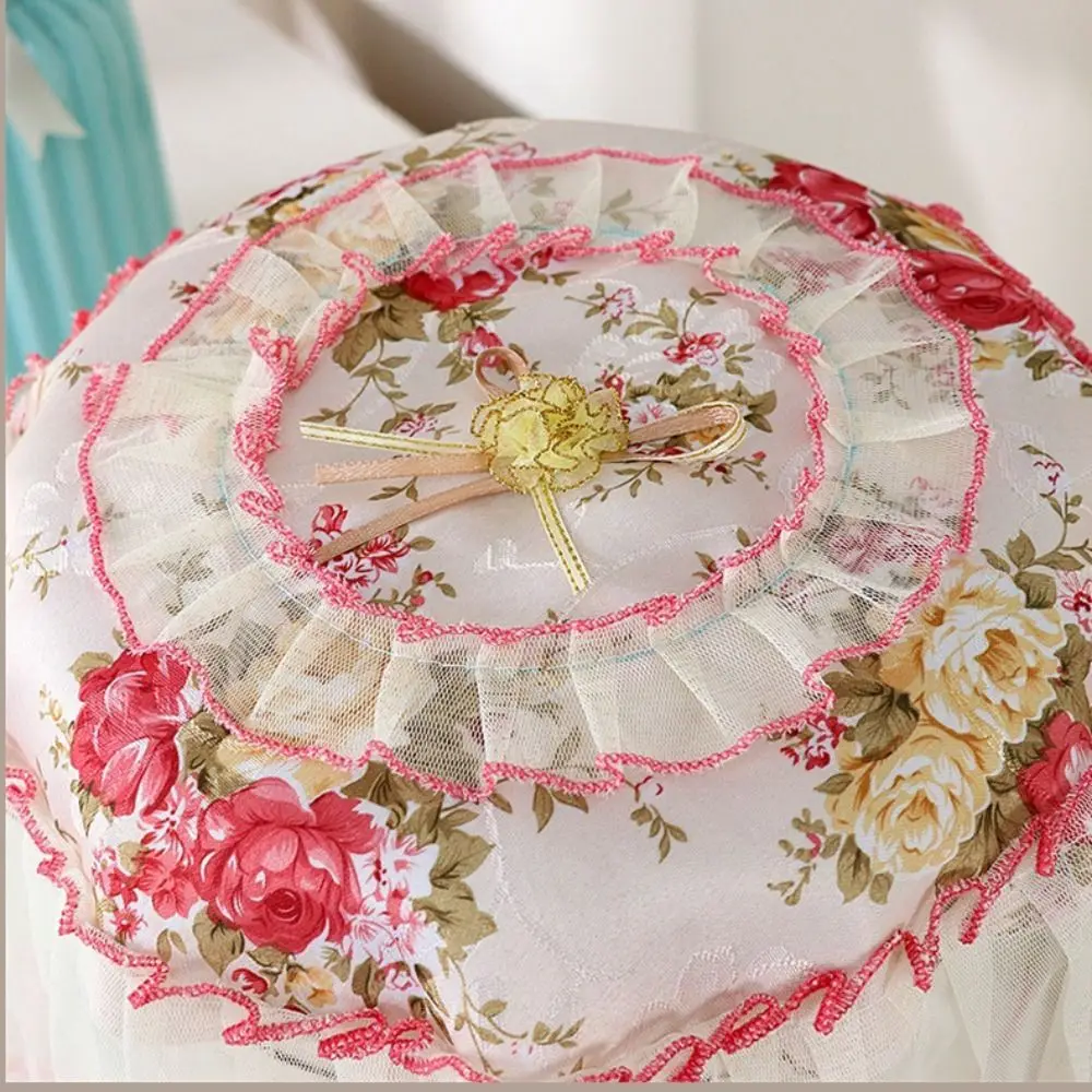 Flower Printed Rice Cooker Lace Dust Covers Round Oil-proof Antifouling Protector Cloth European Pastoral Style Yarn Edge