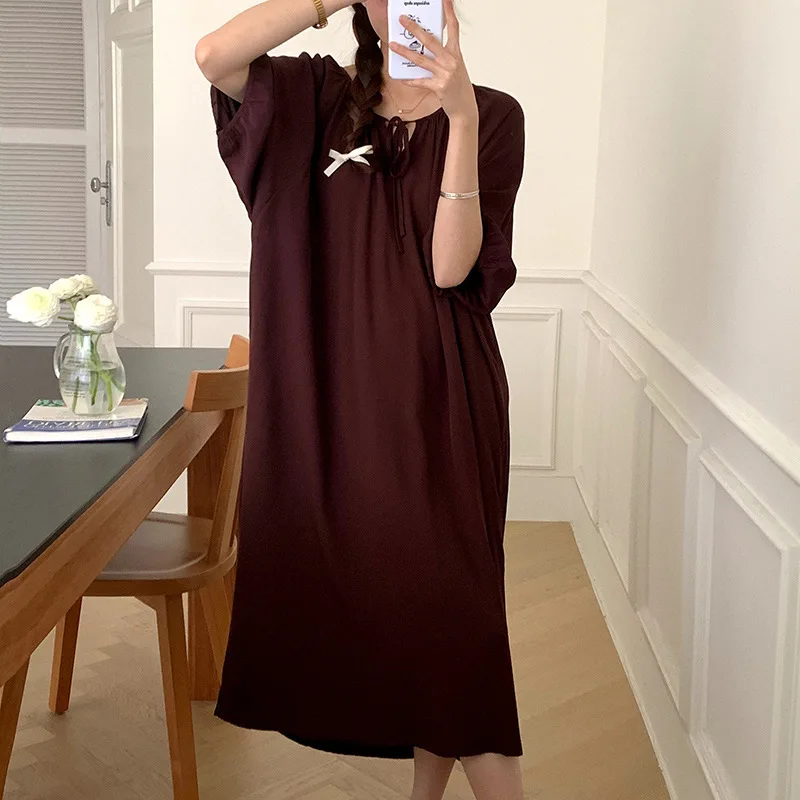 Women\'s new national style nightdress female summer temperament high-grade cotton silk dress seaside holiday new Chinese dress