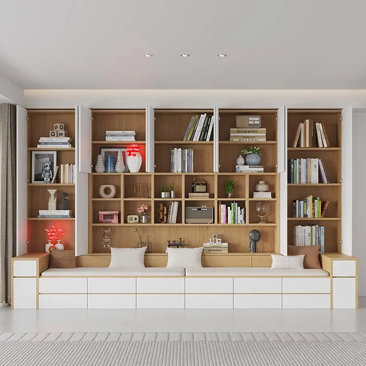 Sofa Floor Living Room Wall Cabinet Integrated Combination Multifunctional Home Card Seat Bookshelf Cabinet TV Locker