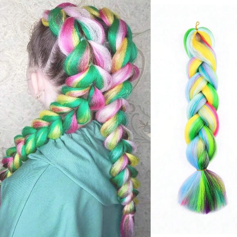 Extensión de cabello de ganchillo de 24 pulgadas de largo, caja de fibra sintética, trenzas de cosplay, accesorios para el cabello de niña de