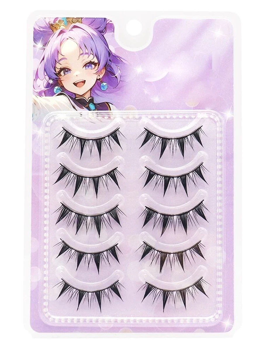メイクアップつけまつげ、5ペアマンガまつげ、うっすらとしたアニメつけまつげナチュラルルック、ふわふわスパイキードールまつげ、漫画まつげ