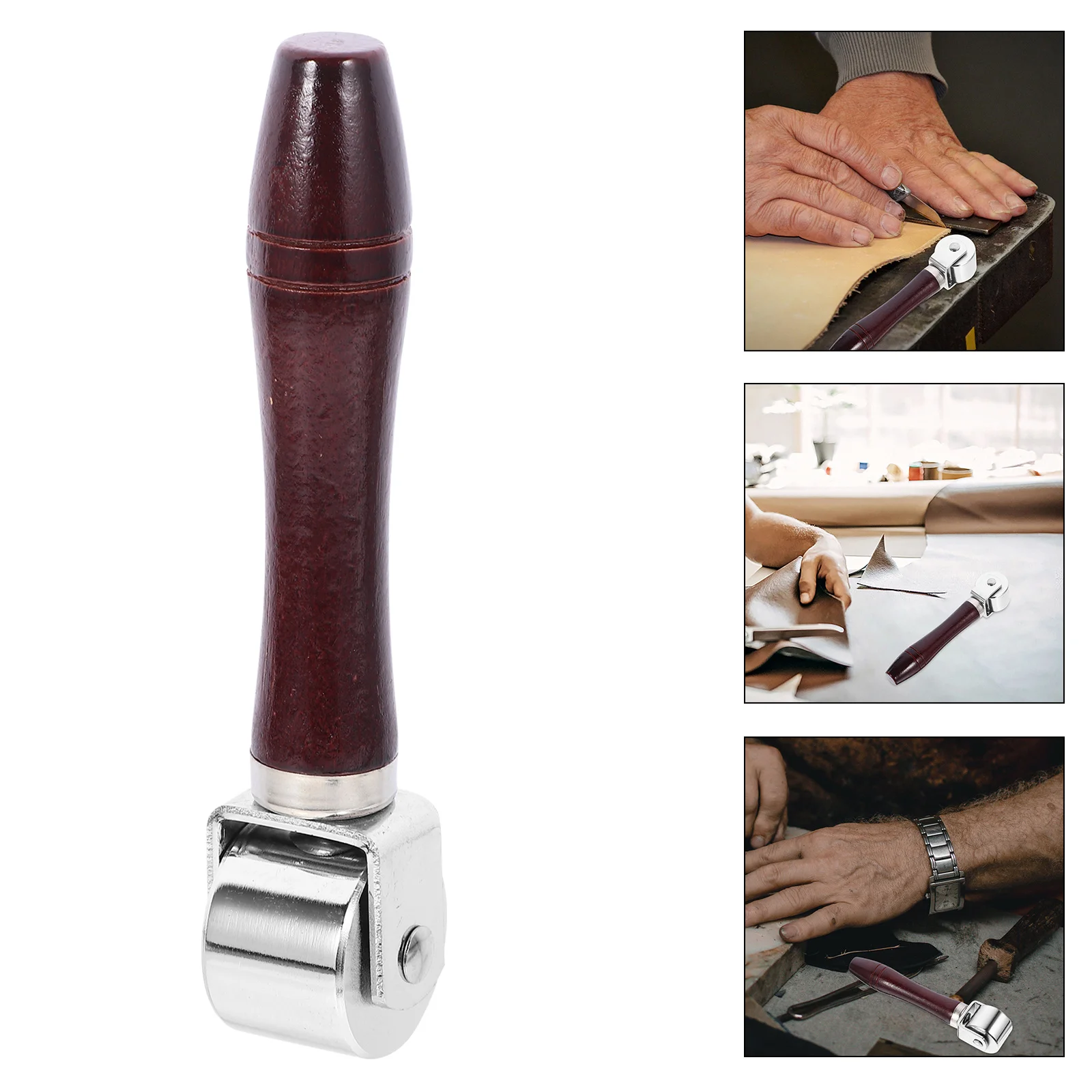 

Seam Roller Craft Tool with Wooden Handle for Quilting and Binding Handheld Pressing Roller for Goods Welding