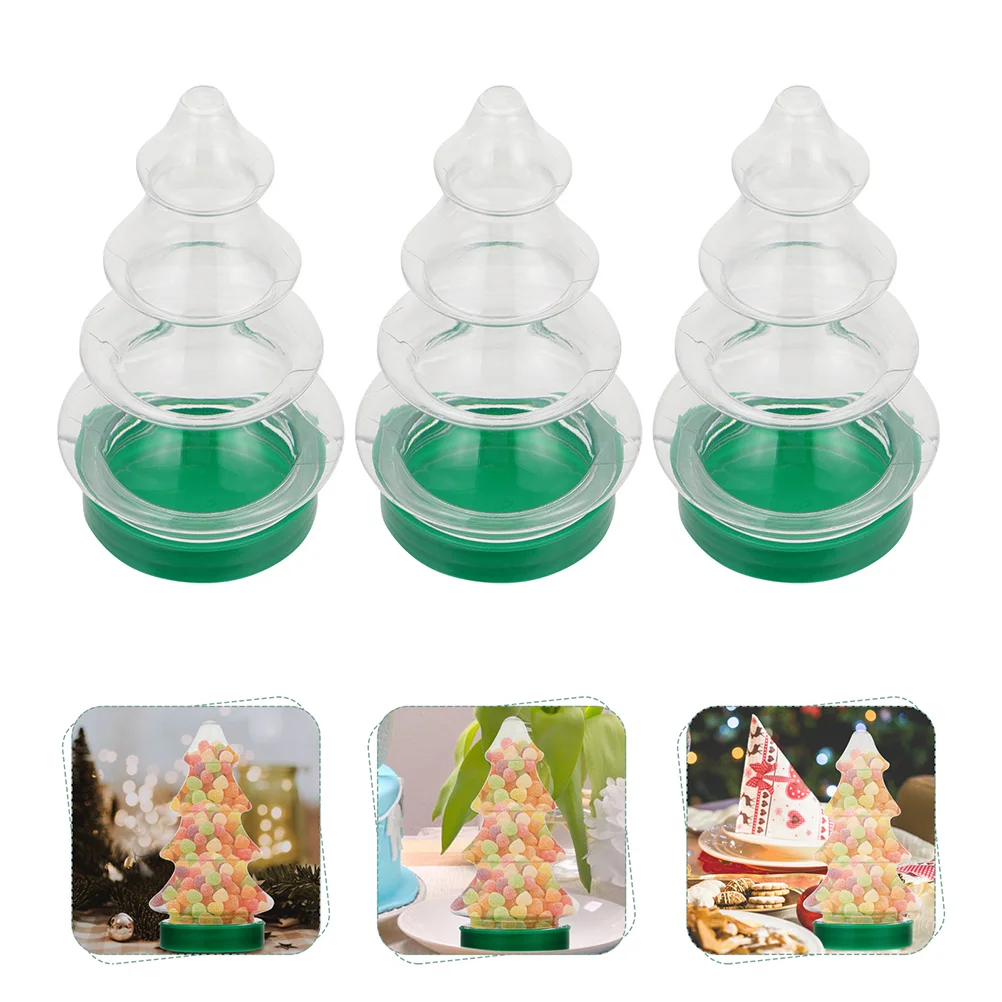 6 Pcs Candy Bottle Festive Jar Storage Party Favor Christmas Tree Treats Pet Plastic Cookie Boxes Birthday