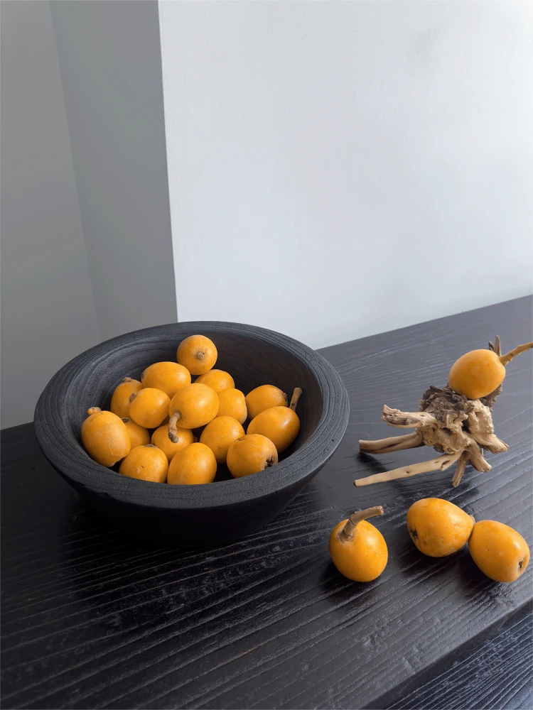 

Rustic Large Size Wooden Fruit Tray Vintage Thickened Decorative Serving Tray for Living Room Airbnb Tea Room Home Decor