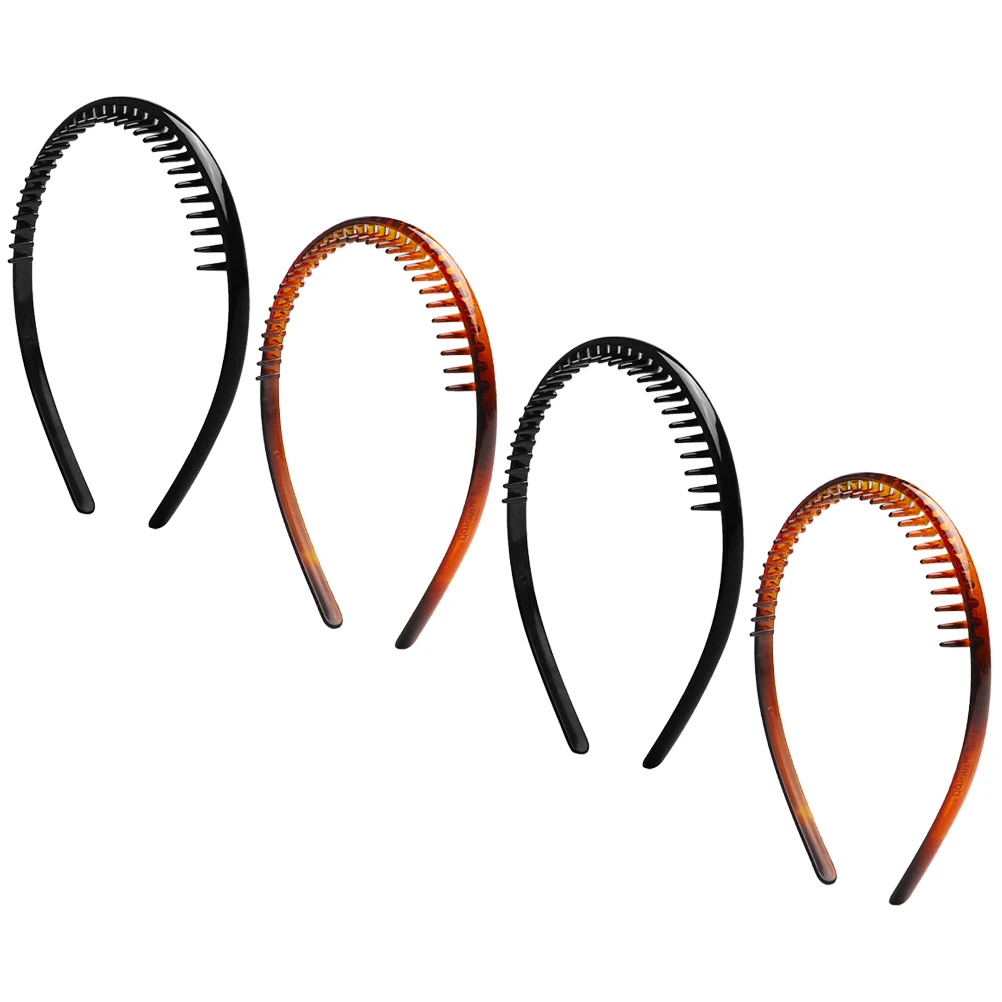 

4 Pcs Elastic Non-slip Headband Bands Toothed Hair Hoops Sports Teeth Beauty Headbands