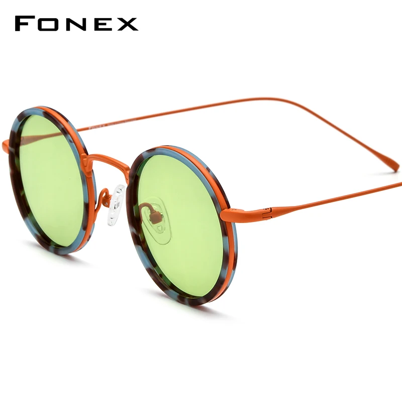 

FONEX Acetate Titanium Polarized Sunglasses Men 2024 New Simple Fashion Colorful Round UV400 Sun Glasses Women Shades F85844T